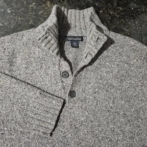 Banana Republic Luxury Wool Cashmere Blend Sweater Button Henley Mock Neck Large